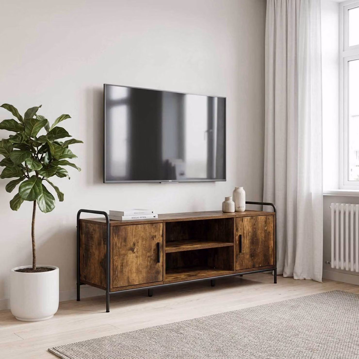 Mobile TV vidaXL in Rovere Fumo, L/P/H: 133 x 33 x 50 cm