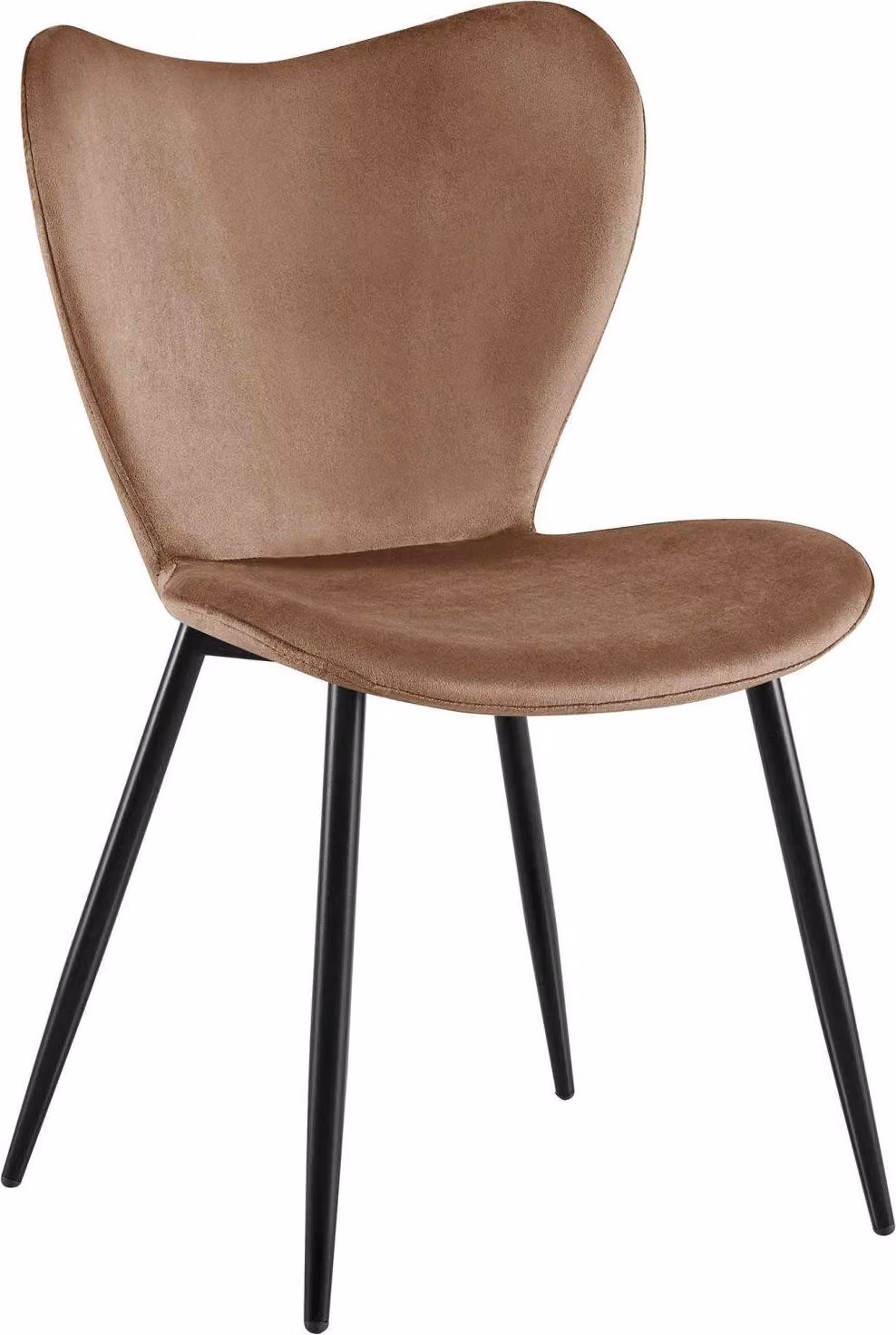 Sedia da pranzo in velluto marrone - lussuosa sedia da cucina - comfort ergonomico e robusta struttura in metallo