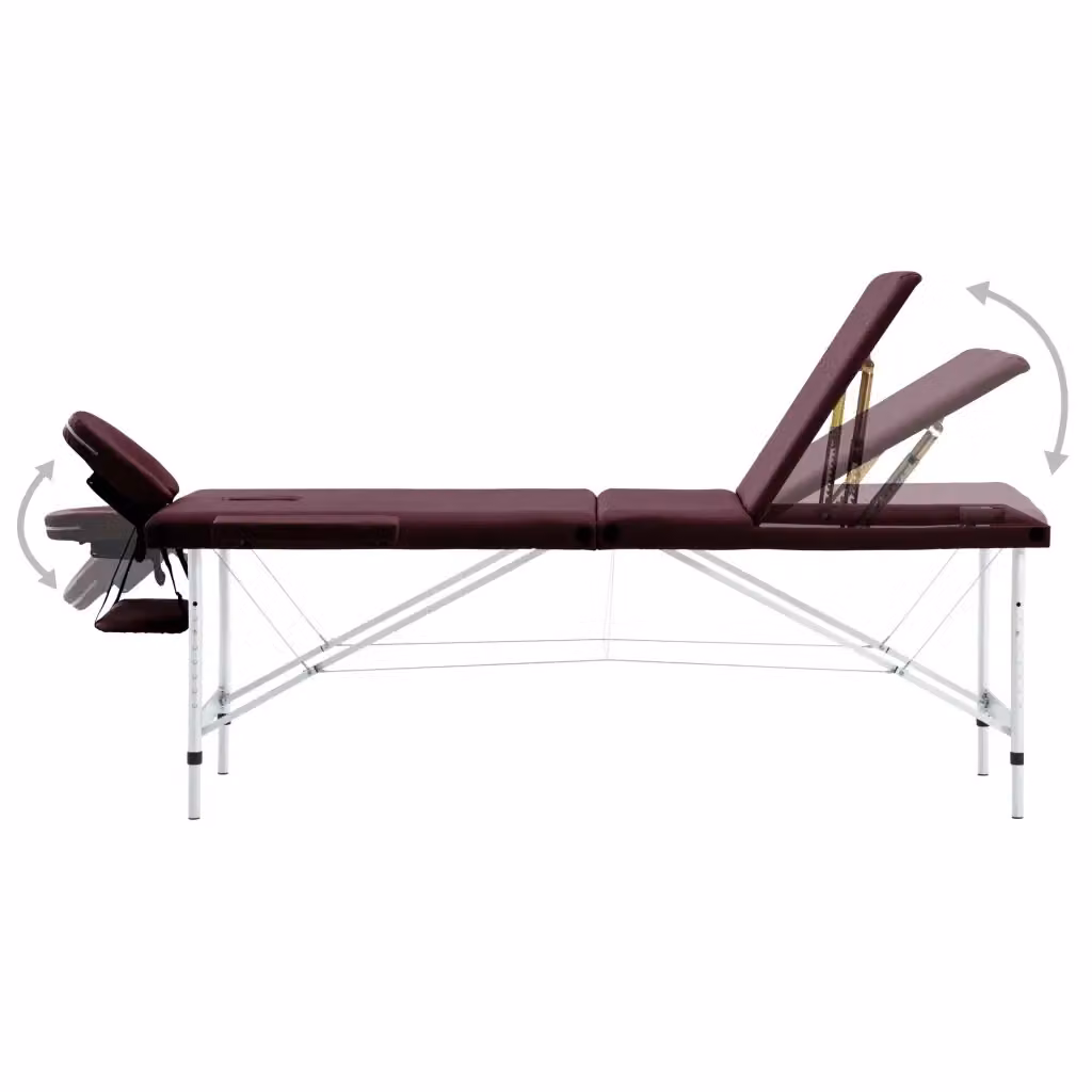 Lettino da Massaggio Professionale vidaXL in Alluminio con Rivestimento in Finta Pelle Viola e Poggiatesta Regolabile – 2
