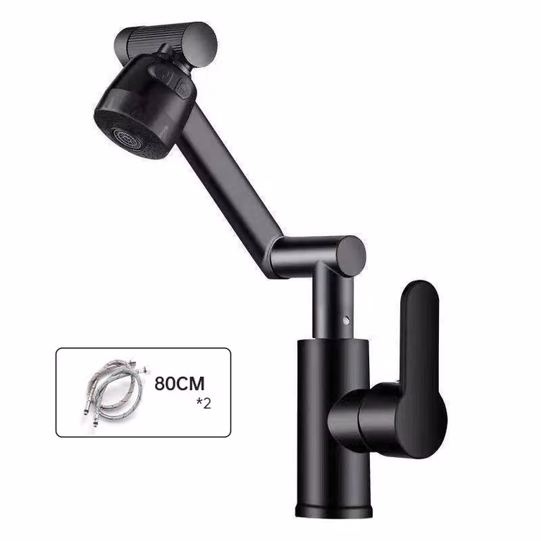 Miscelatore da lavabo ZELURXX, orientabile in tre dimensioni con angoli multipli, regolabile in altezza, utilizzabile in cucina, bagno, balcone, diametro 4 cm