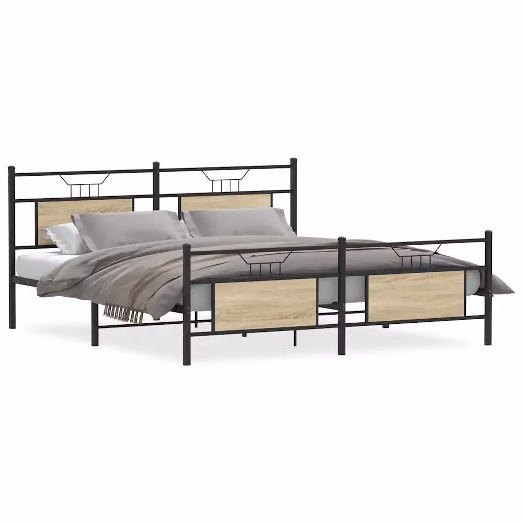 Giroletto vidaXL in metallo e MDF color Rovere Sonoma L: 188 cm, P: 219 cm, H: 91,5 cm – 2