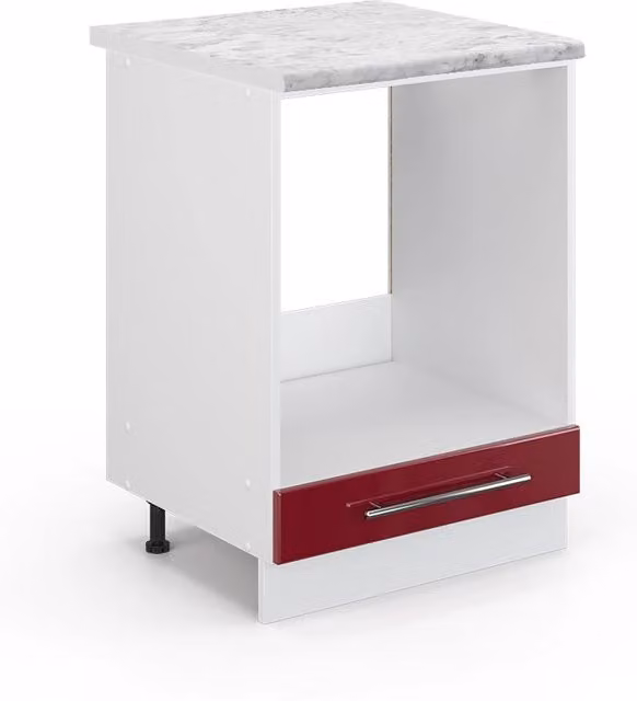 Mobile per forno da incasso Vicco Fame-Line Bordeaux lucido e Bianco con piano in marmo, L: 60 cm