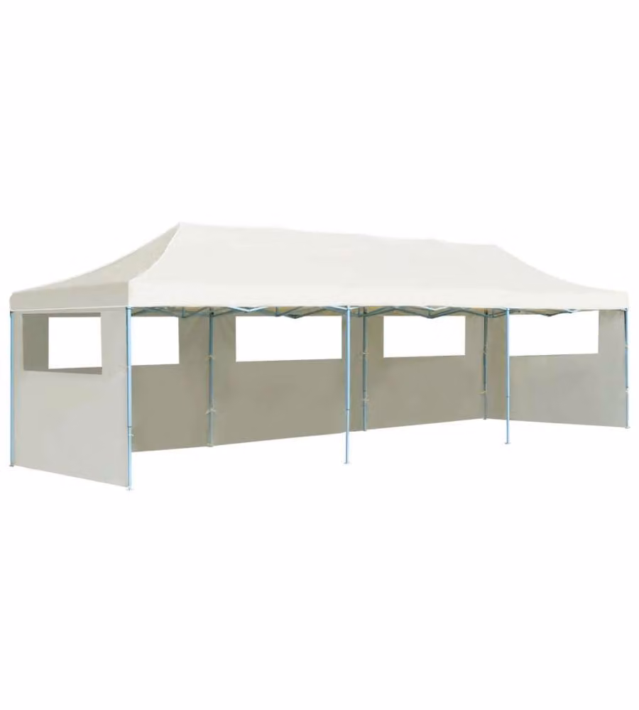 Tenda Pieghevole Pop-Up con 5 Pareti Laterali 3x9 m Crema