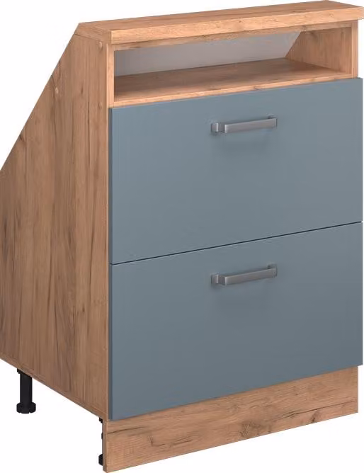 Mobile cucina sottotetto Vicco R-Line Grigio-blu 60 cm con 2 cassetti, Model 58230