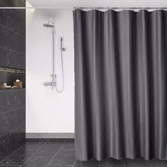 Tenda da bagno trasparente in poliestere, 180 x 200 cm, grigio scuro, 12 anelli