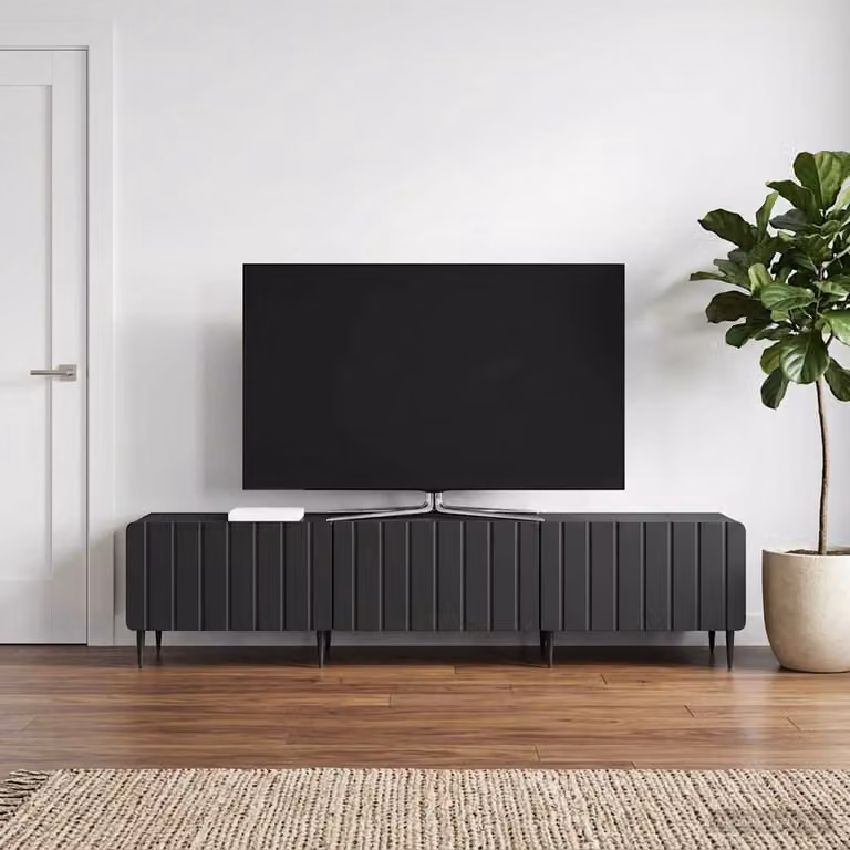 Mobile TV vidaXL Nero in Legno Ingegnerizzato e MDF, Design Moderno, L 147 x P 34,5 x H 32 cm