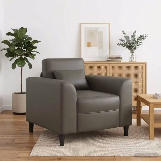 Poltrona-Divano Sedia-Poltroncina Grigio Similpelle