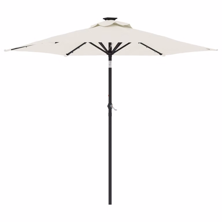 Ombrellone Giardino con LED Palo Acciaio Bianco 225x225x212 cm