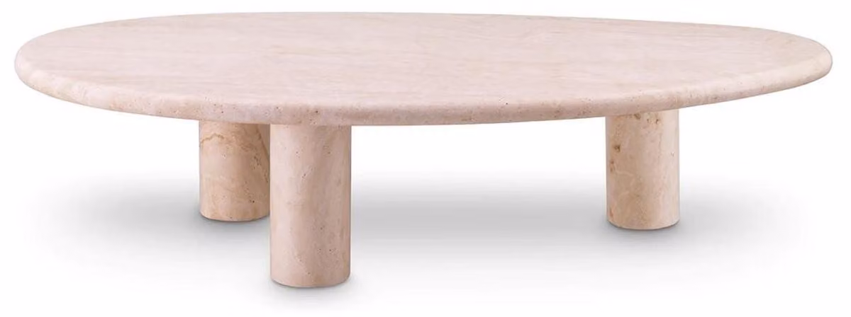 Casa Padrino Tavolino Beige 148 x 77 x H. 35,5 cm - Tavolino da salotto in pietra naturale travertino - Mobili da salotto - Mobili in travertino - Mobili - Arredamento