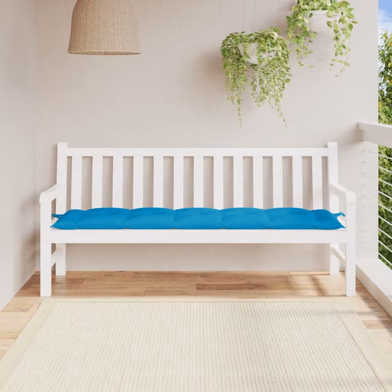Cuscino per Panca Azzurro 180x50x7 cm in Tessuto Oxford