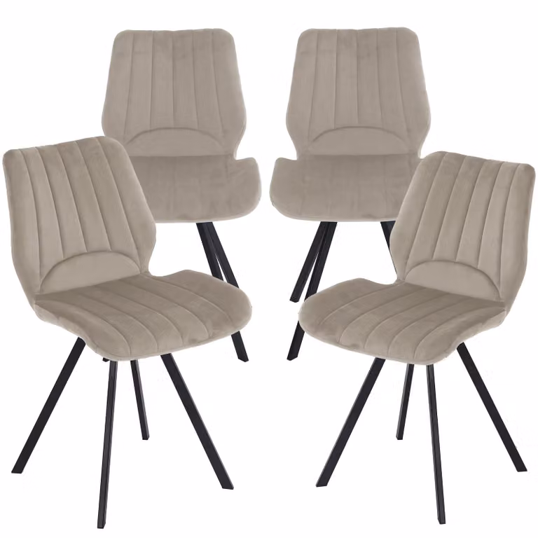 Sedie da pranzo Sedia da cucina Sedia imbottita Sedia di design con schienale, con seduta in velluto, struttura in metallo , Quantità:4 pezzi;Colore:Taupe