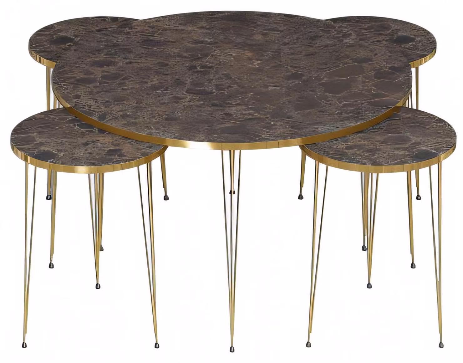 Eleganter Holz-Couchtisch mit 4 Beistelltischen in Braun