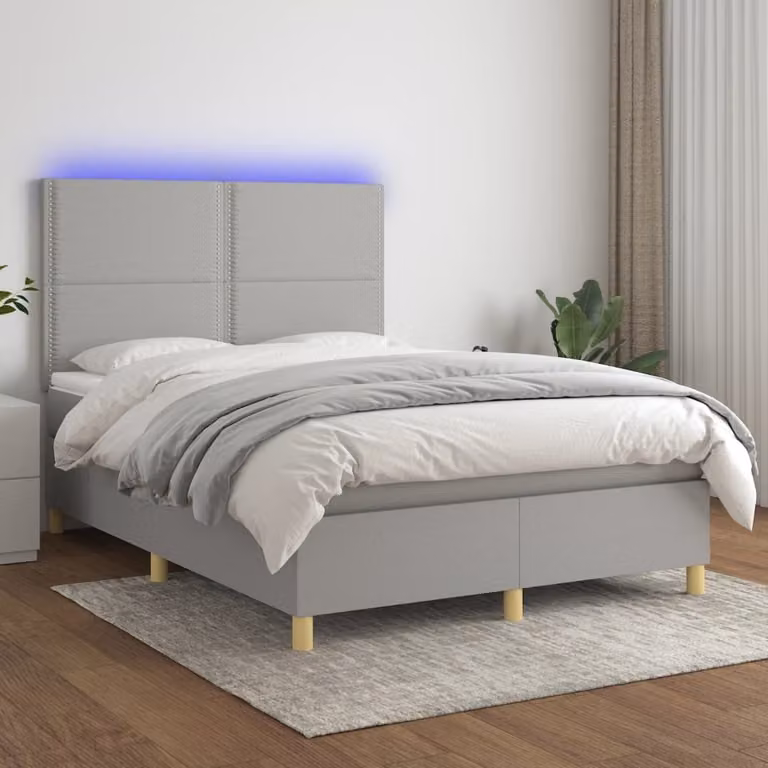 Maison Exclusive - Letto a Molle Materasso e LED Grigio Chiaro 140x190 cm Tessuto