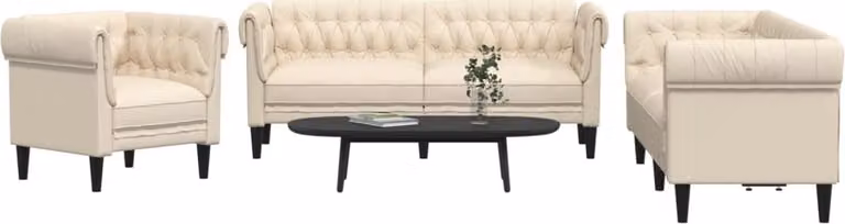 Maison Exclusive - Set divano 3 pezzi in tessuto color crema