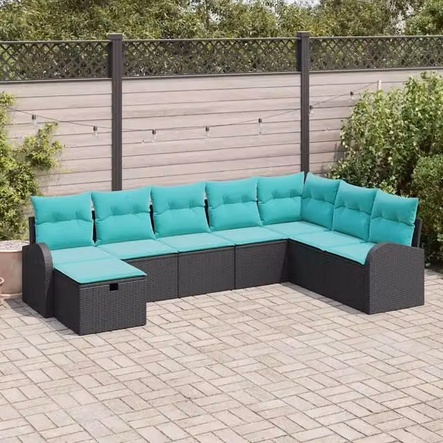 Set Divano da Giardino 8 pz Nero polyrattan 3360467
