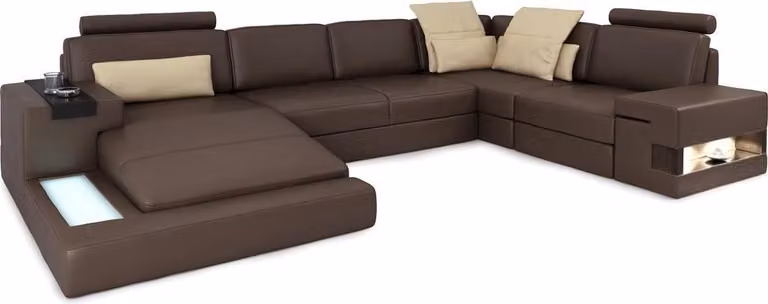 Ledersofa LED + USB Ecksofa Sofa Couch Polster Bellini Big Wohnlandschaft Sofas