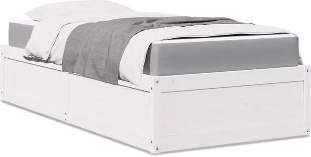 Letto con Materasso Ibrido vidaXL in Legno Massello di Pino Bianco e Grigio L/P/H: 190 x 90 x 37 cm