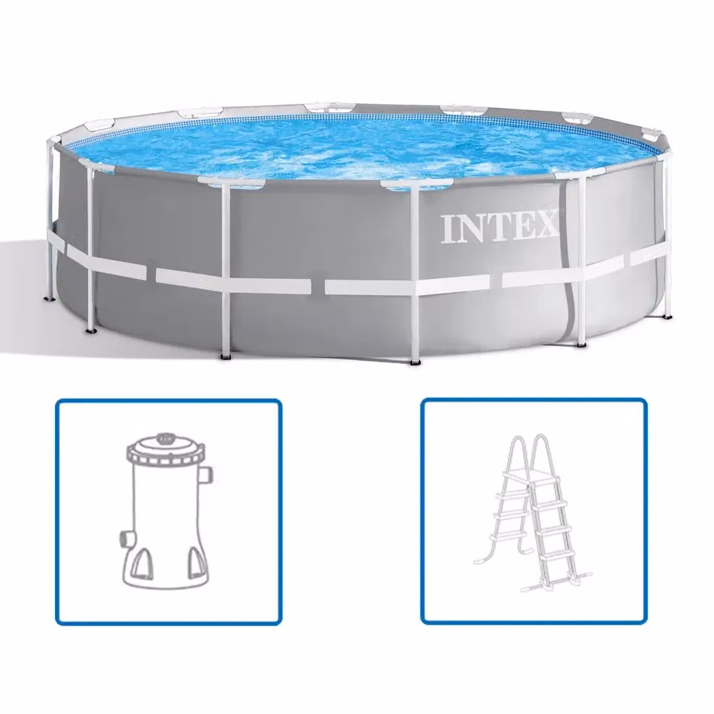 Piscina rotonda con telaio in acciaio Intex Prism Frame grigia L: 366 cm, H: 99 cm – 2