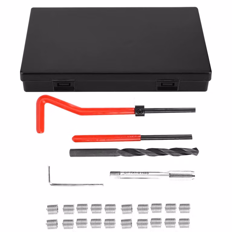 Kit per la riparazione di filettature – Set da 25 pezzi in acciaio inossidabile, comprensivo di maschio filettatore, inserto e inserti filettati M7 x 1
