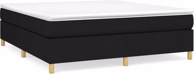 Letto matrimoniale moderno con struttura a rete a molle e rivestimento in tessuto nero L 180 x P 200 cm – 1