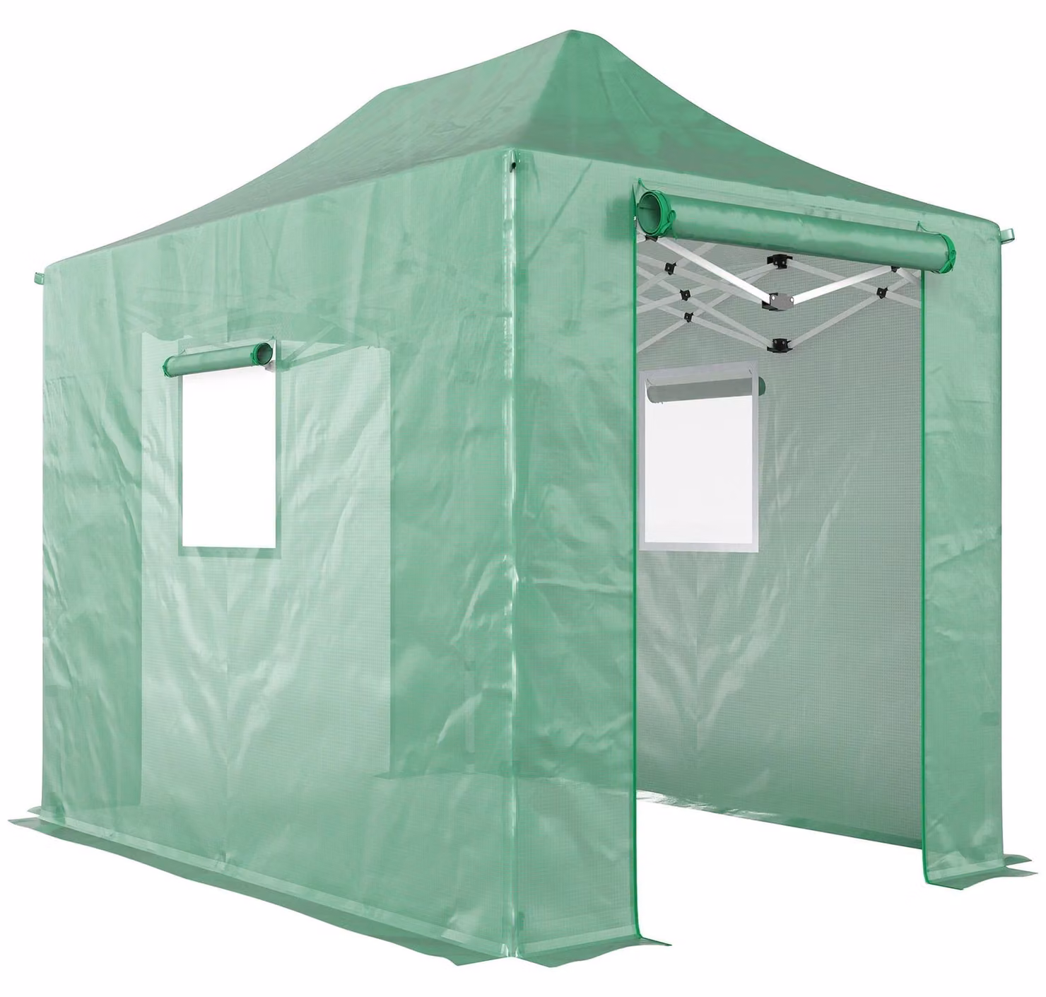 Serra pop-up pieghevole con finestre e porte | Colore: verde, bianco | Dimensioni: 200x300x270 cm