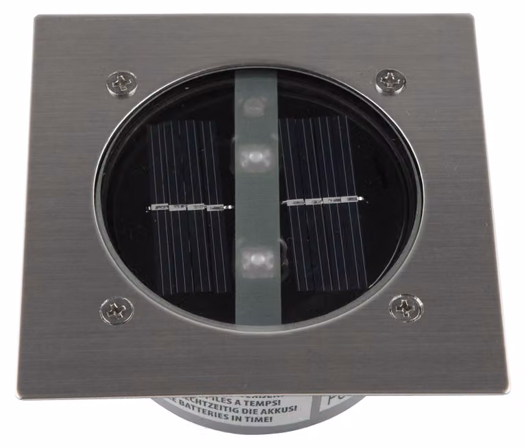 Faretta a LED solare per pavimentazione, quadrata, color argento, 500 lumen, 1250 kg