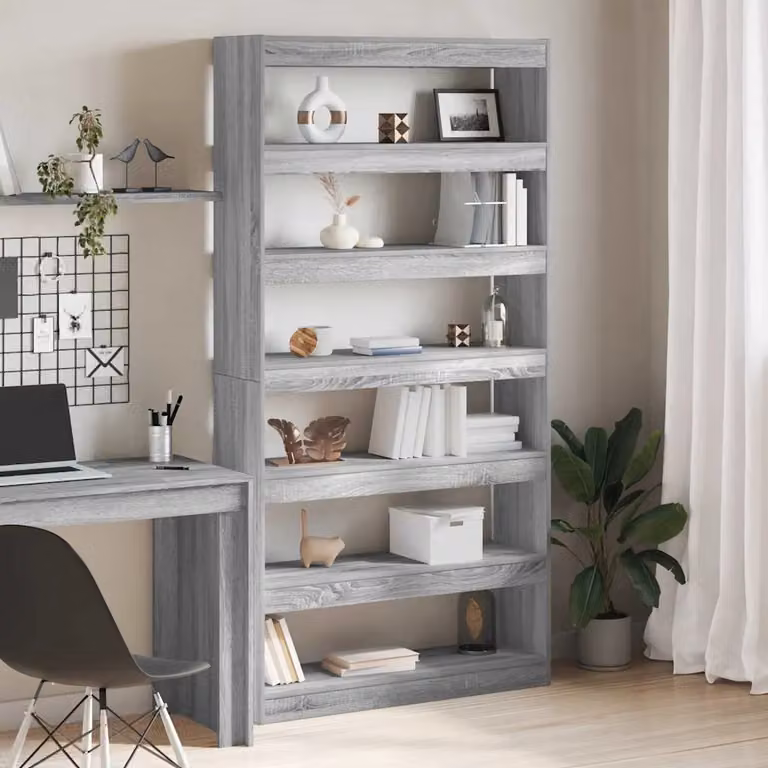 vidaXL Armadio per Libri Moderno in MDF Grigio L: 100 cm, P: 30 cm, H: 198 cm