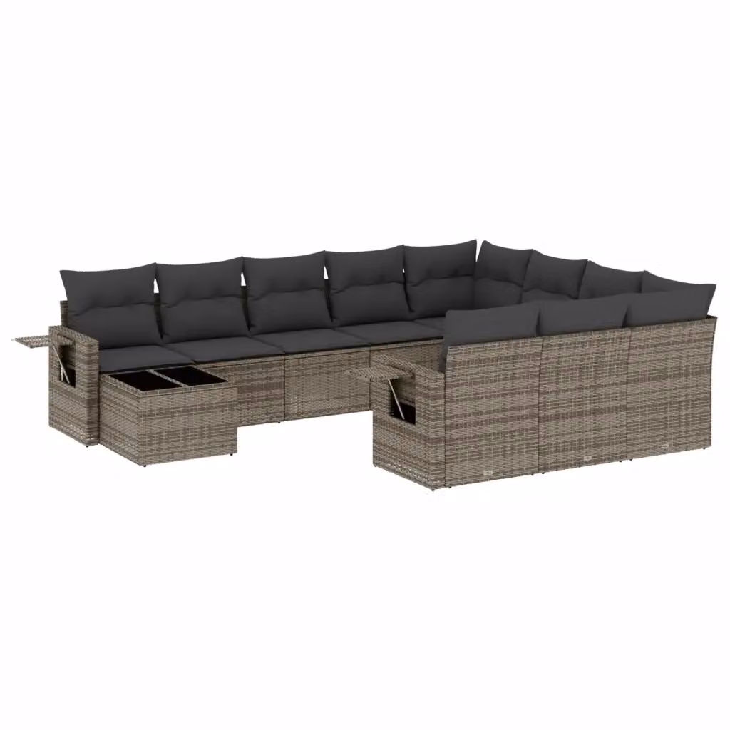 vidaXL Set Divani da Giardino 11 pz a Forma a L con Cuscini Grigio – 2