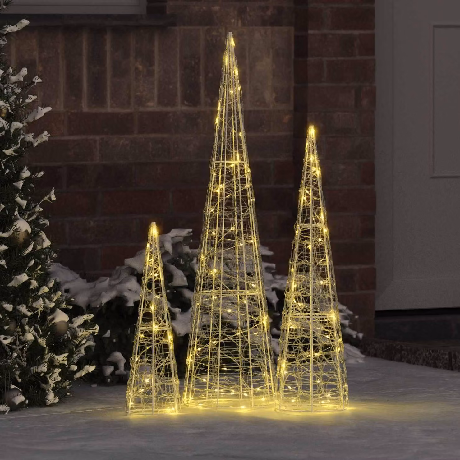 Maison Exclusive - Albero di Natale, confezione da 3, 90 LED, luce bianca calda, 20 x 20 x 80 cm, materiale: acrilico