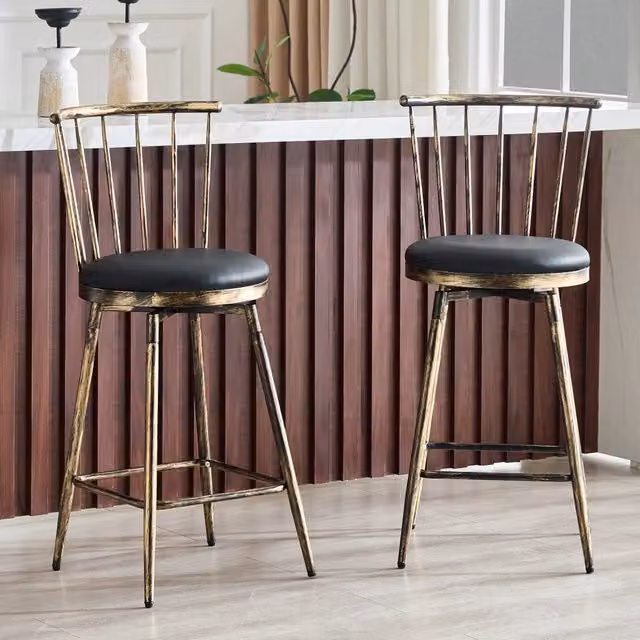 SGABELLO DA BAR stile Windsor con seduta imbottita 73 cm nero/marrone