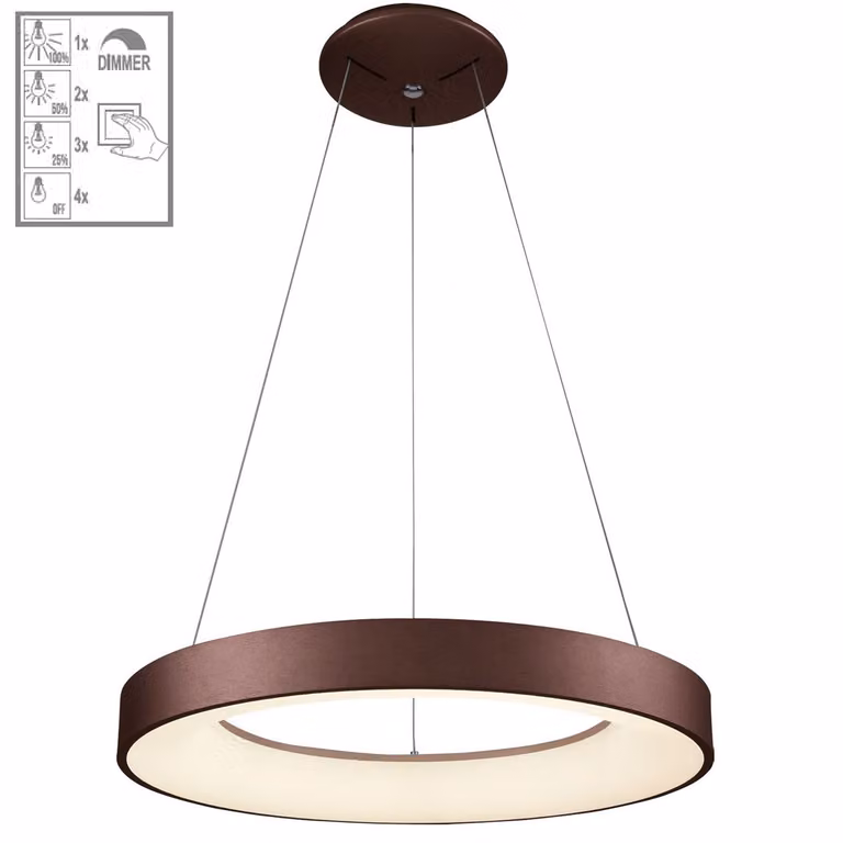 Lampada a sospensione LED GENTIS 50W, 4000K, caffè, Ø: 60 H: 120 cm, dimmerabile in 4 fasi