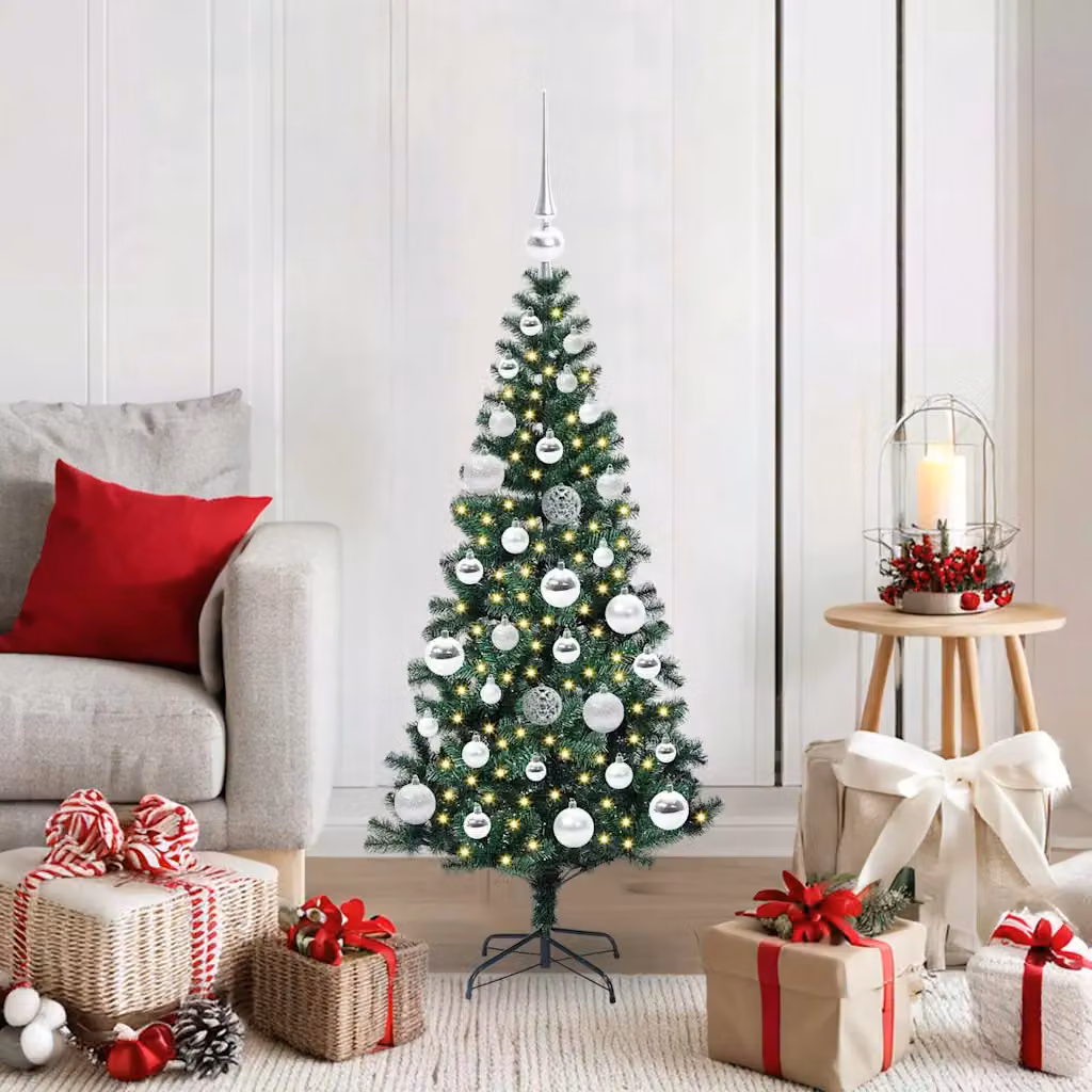 Albero di Natale artificiale vidaXL con luci LED bianco caldo Verde Altezza: 120 cm