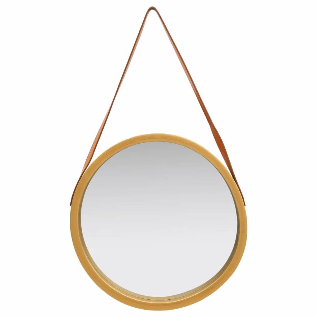 Specchio da Parete con Cinghia 50 cm Oro