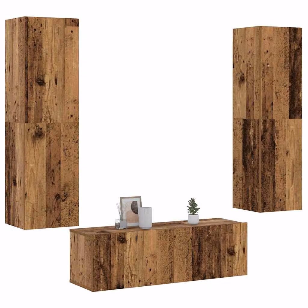 Set di 3 mobili TV da parete vidaXL in legno multistrato color marrone stile moderno per soggiorno