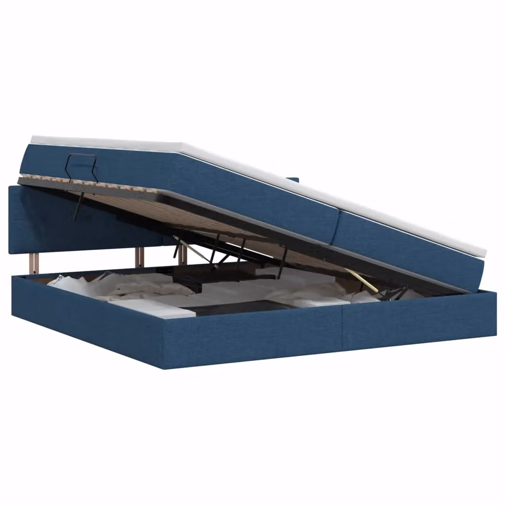 Letto con contenitore e materasso vidaXL in velluto blu, L/P: 200 x 200 cm – 2
