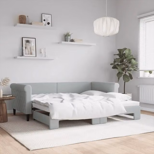 Divano Letto con Letto Estraibile vidaXL in Velluto Grigio per Soggiorno e Camera da Letto L/P/H: 219 x 90 x 68 cm