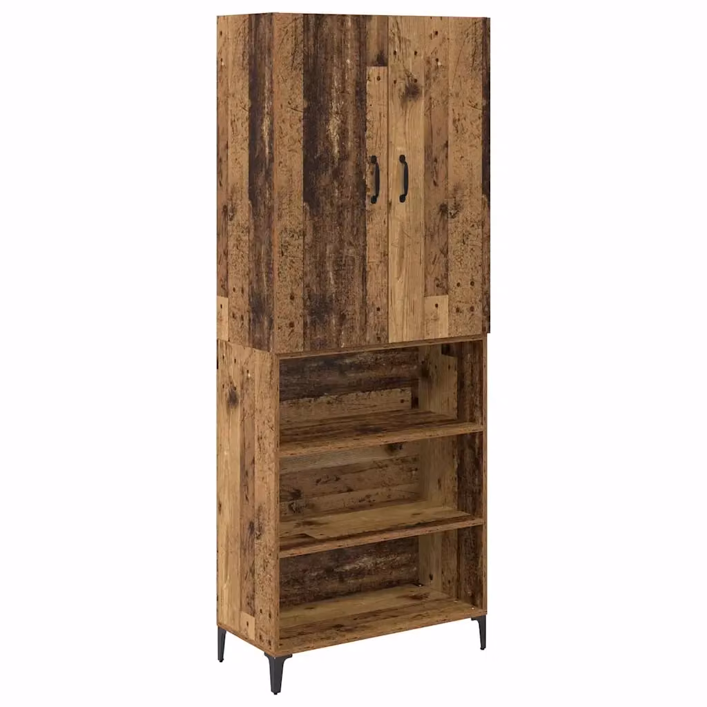 Credenza vidaXL in legno vecchio e metallo marrone con ante a battente e ripiani interni, stile minimalista, L: 69,5 cm, P: 34 cm, H: 180 cm – 2