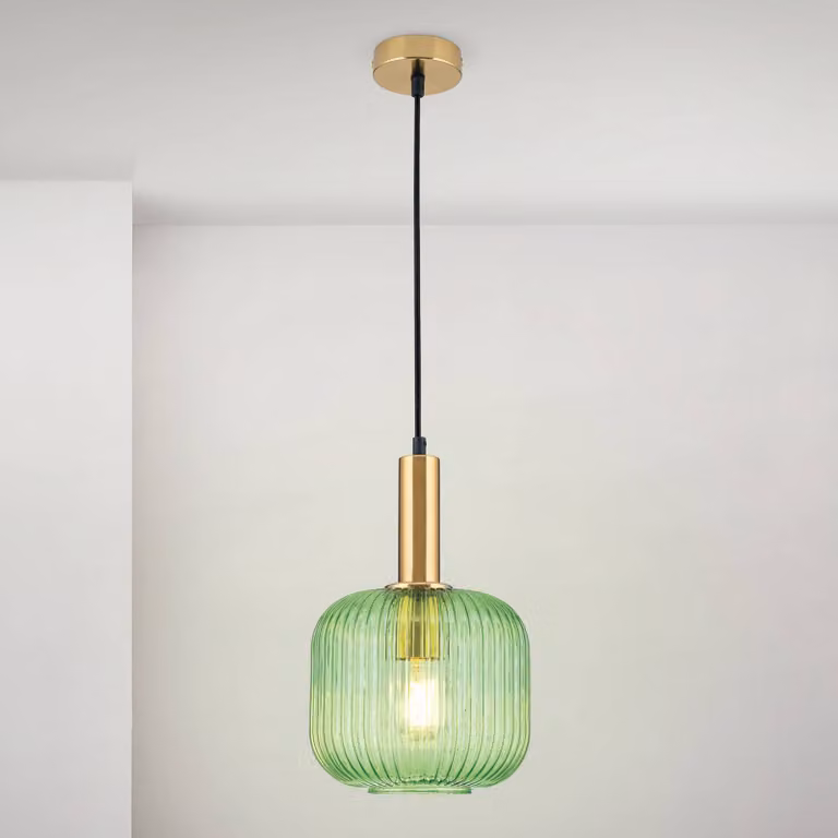 ORION Lampada a sospensione in vetro Carneval, dimmerabile, Verde, Soggiorno / Sala da pranzo, Vetro, Lampada a sospensione