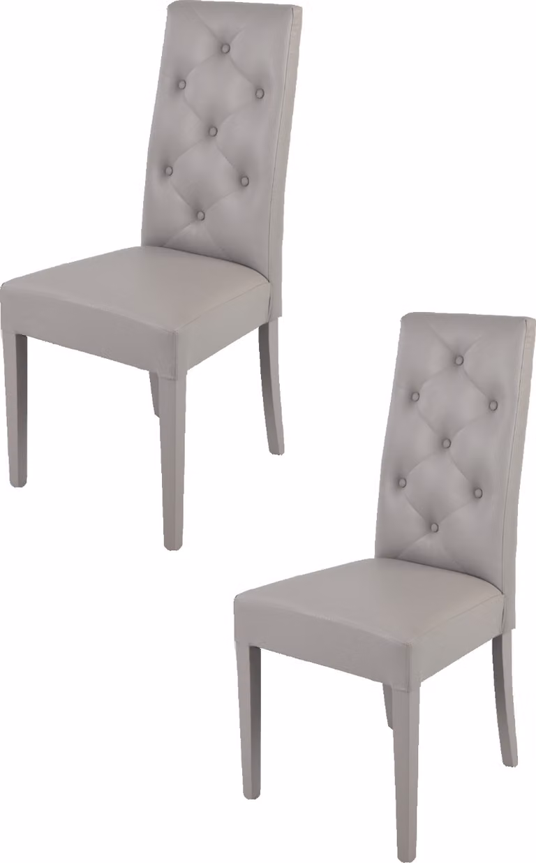 t m c s Tommychairs - Set di 2 sedie moderne CHANTAL per cucina e sala da pranzo, struttura robusta in legno di faggio laccato colore grigio chiaro, imbottite e rivestite in Pelle finta grigio chiaro
