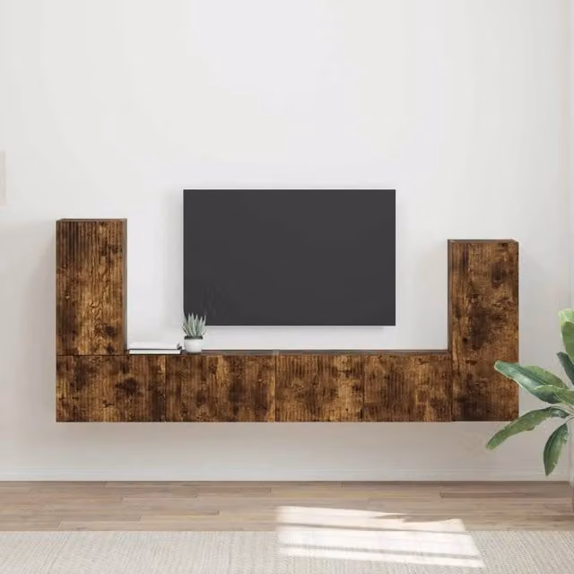 Set mobile TV 4 pz Rovere fumé Legno ingegnerizzato 3409119