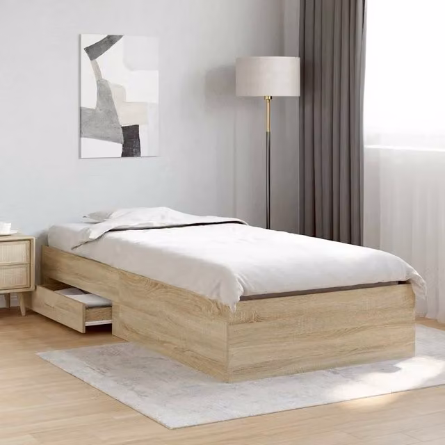 Struttura del letto-Giroletto Marrone 90 x 190 cm Legno multistrato 627629