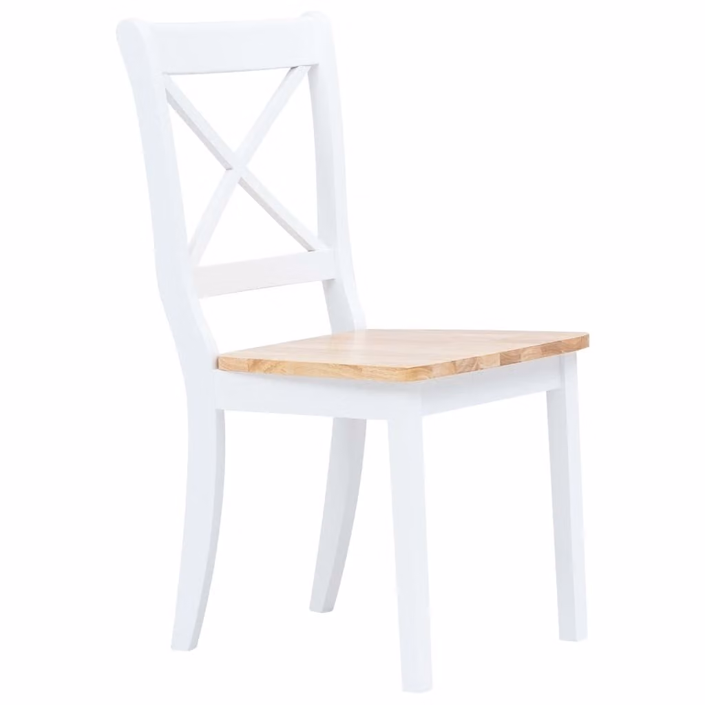 vidaXL Sedie per sala da pranzo 2 pz. Legno bianco e chiaro legno di gomma legno massiccio