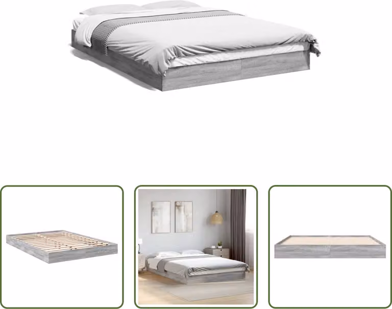 The Living Store Giroletto grigio Sonoma 140x200 cm in materiale ligneo