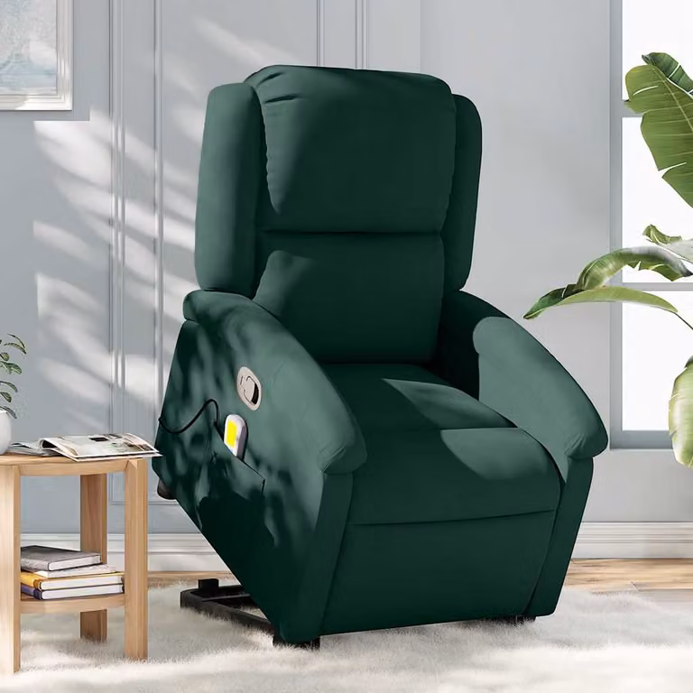 vidaXL Poltrona Alzapersona Reclinabile in Velluto Verde con Assistenza Elettrica per Senior
