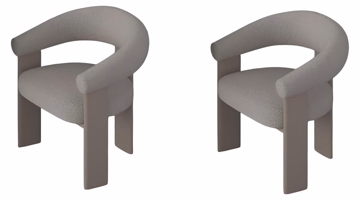Set di sedie per tavolo da pranzo, stile moderno, colore beige, struttura in legno, design elegante