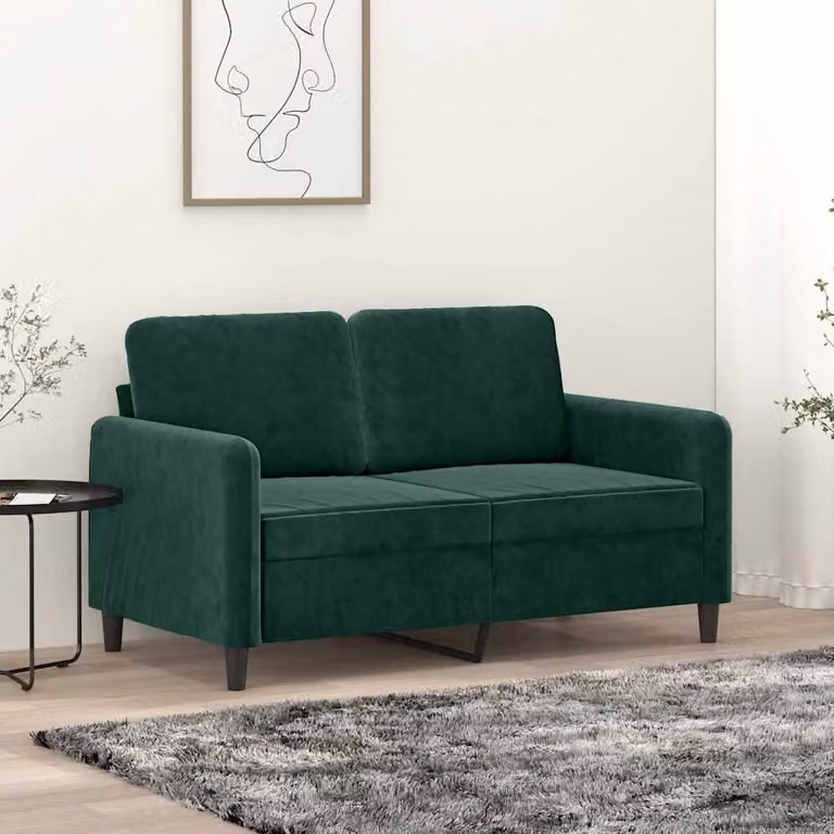 vidaXL Divano Moderno a 2 Posti in Velluto Verde con Struttura in Metallo L: 138 cm, P: 80 cm, H: 77 cm