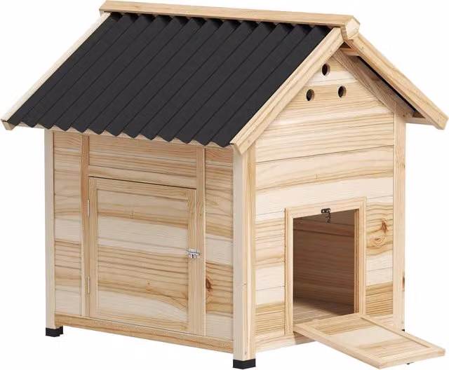 Pollaio in legno per anatre Minimal effetto legno naturale marrone H: 92 cm, L: 78 cm, P: 90 cm