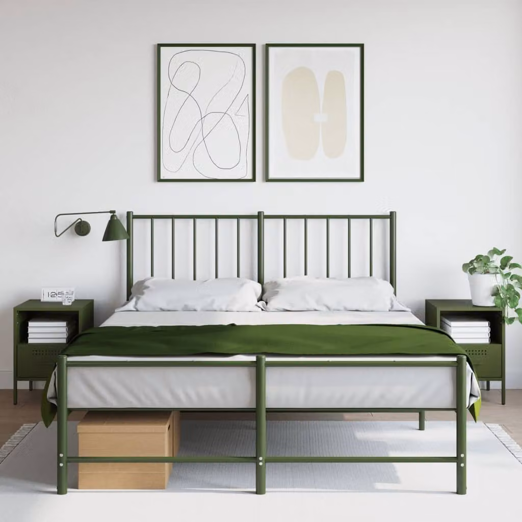 Set di 2 comodini vidaXL in metallo verde oliva L 36 cm x P 39 cm x H 50,5 cm