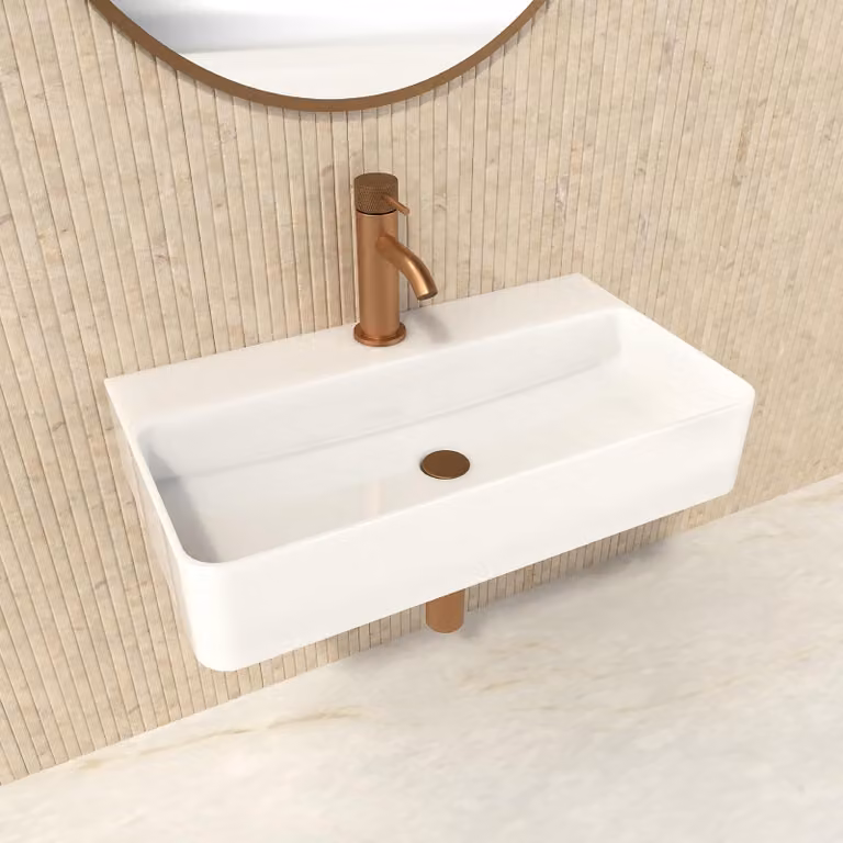 Lavabo da parete - Lavabo rettangolare - 54 x 30 cm - Bianco - Con foro per rubinetto, senza troppopieno