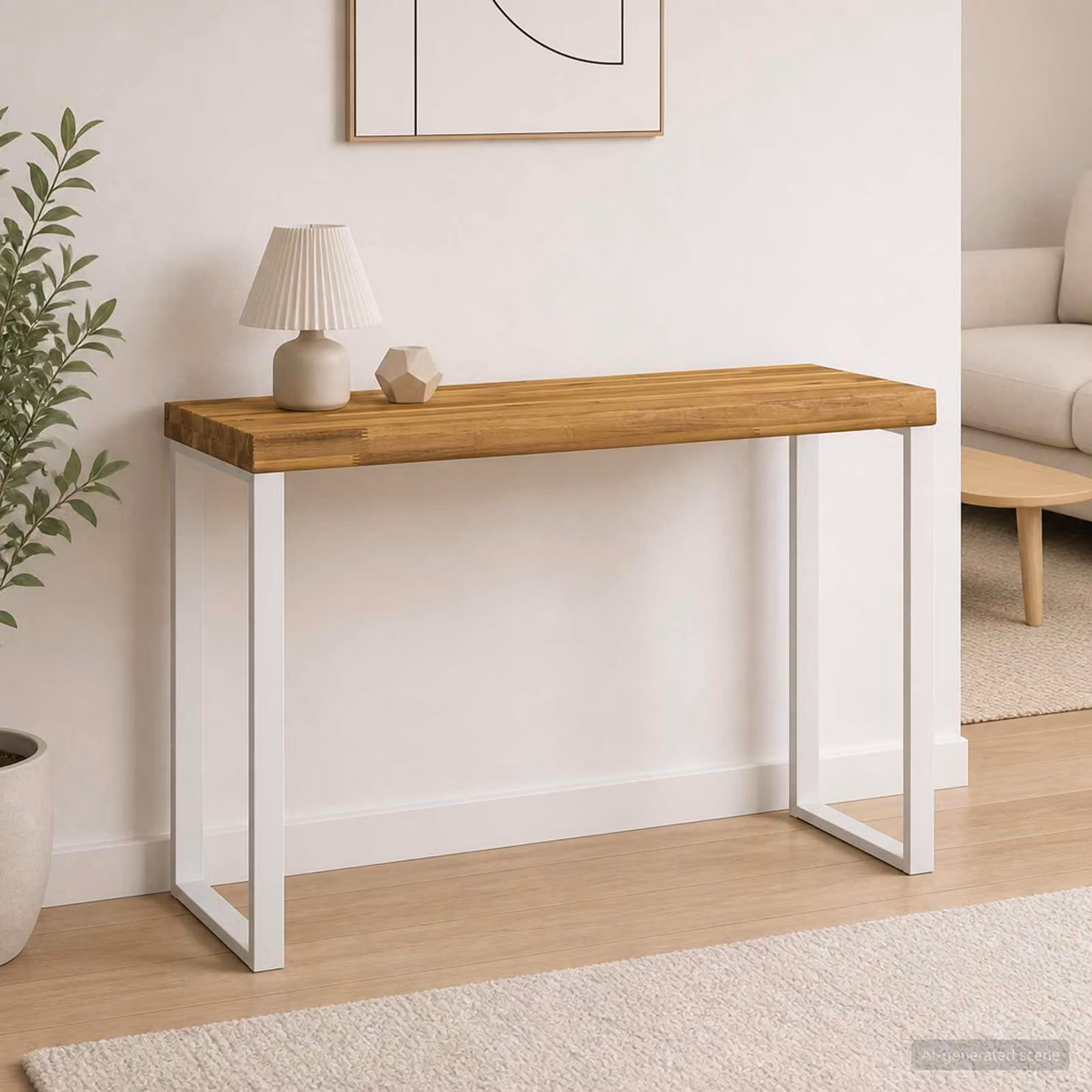 Piano del tavolo rettangolare in legno di acacia vidaXL con bordo naturale, marrone e bianco, L: 40 cm, P: 20 cm, H: 3 cm